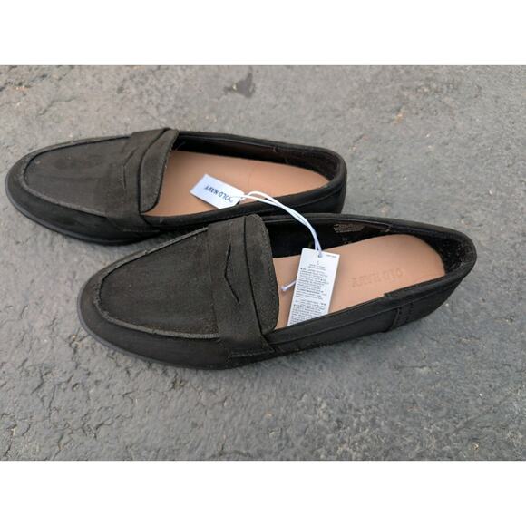 Old Navy Women's Black Faux Suede Penny Loafers Sz 8 Flats Slip On Shoes NWT - Picture 3 of 7